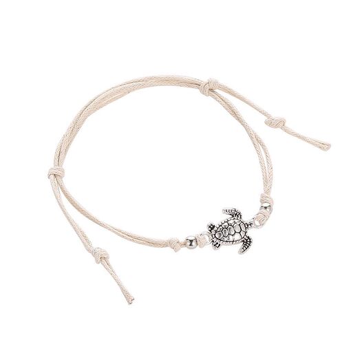 小众高货~Vintage hemp rope turtle Anklet hand woven ancient