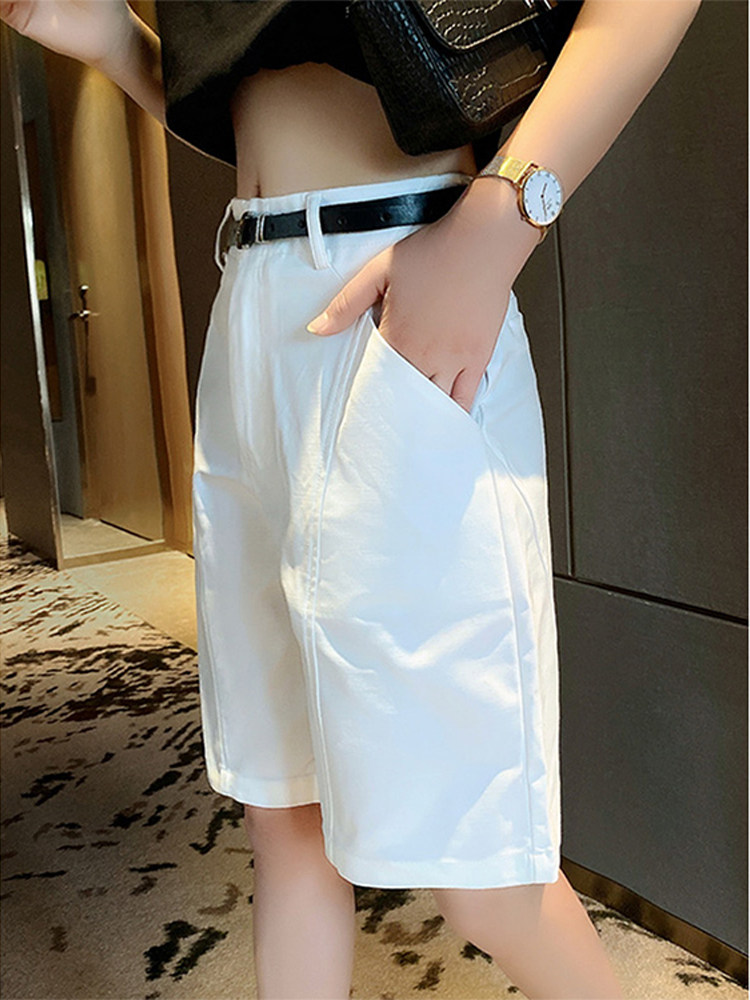 白色阔腿西装短裤女2023夏季新款高腰显瘦直筒中裤薄款大码五分裤