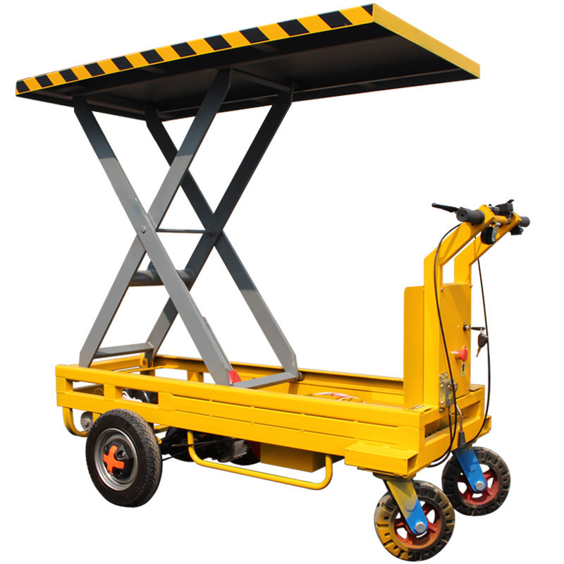 电动升降手推车平板车平台车剪叉移动电瓶液压拉t货搬运车载重四