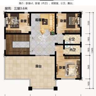 现代二层半农村自建房别墅设计z施工图纸三层大户型小洋楼新中式