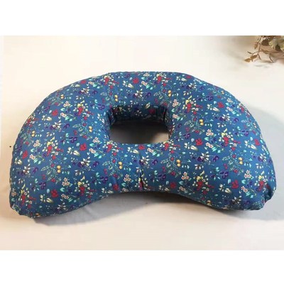 单孔耳枕儿童月牙枕透气护耳大花布荞麦壳珍珠棉填充幼儿定型枕头