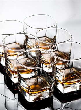 6pcs/set Square Crystal Whiskey Glass   the Home Bar Beer Wa