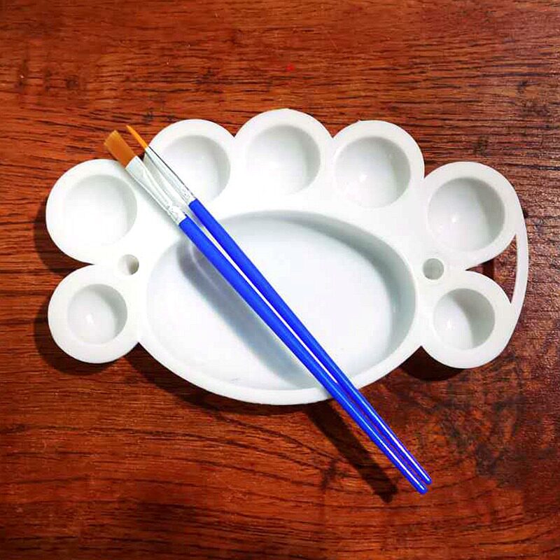 调色板调色盘水粉颜料画盘儿童水彩梅花脚丫盘丙烯彩色美术碟跨境