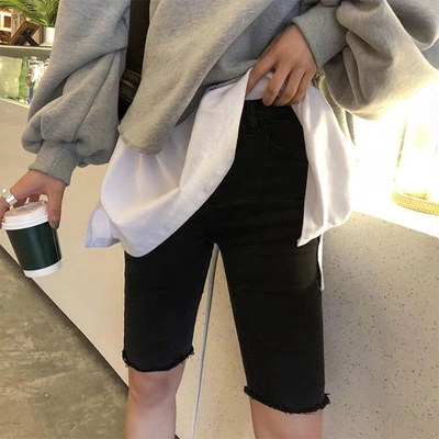 孕妇裤子夏季外穿薄款时尚五分中裤春夏薄款毛边牛仔打底短裤夏装