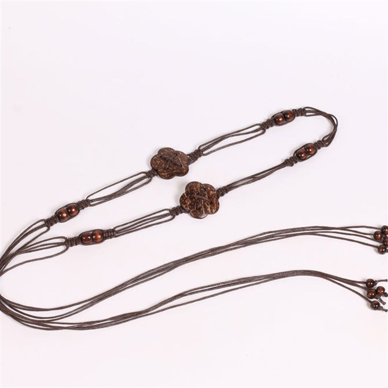 跨境饰品复古手工腰带女款配裙子串珠绳子配饰身体链编织椰壳腰链