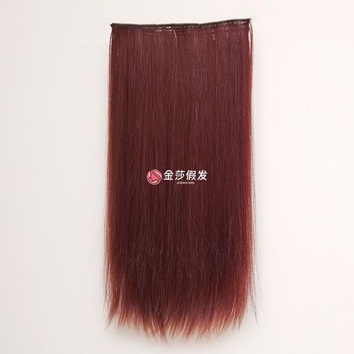 一片式红棕色长卷发大波浪无痕隐形接发片显白肤色蓬松自然垫发片