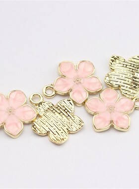 现货Zinc Aelloy Enamel Sakura Flowers Charms 10pcs/lot 15mm