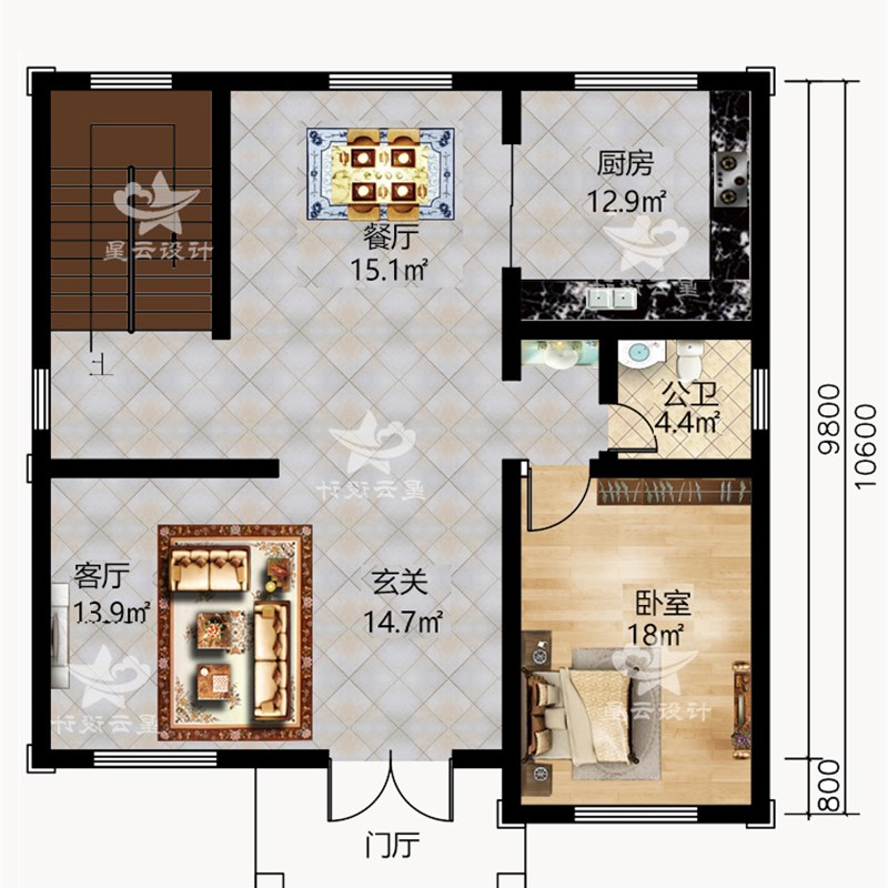 农村自建房三层别墅设计施工图纸欧式经济小户型二层半带露台楼房