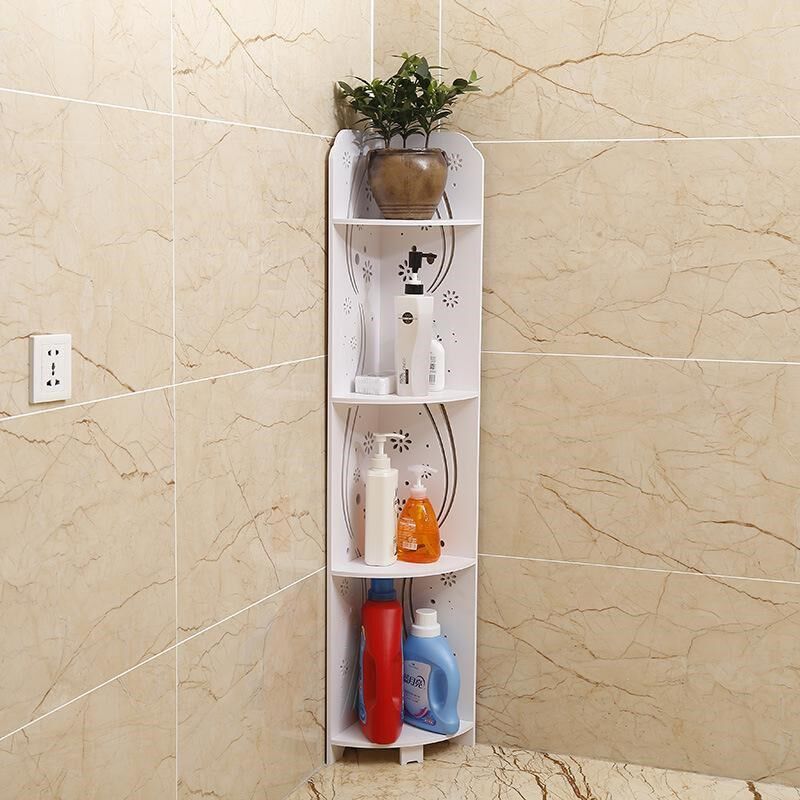 卫生间置物架浴室落地厕所收纳架转角墙角三角柜洗漱台防水神器物