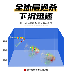 岸投爆钓翘嘴鲈鱼鳡鱼假饵淡水 推荐 远投蓝之刀双钩铁板路亚饵套装