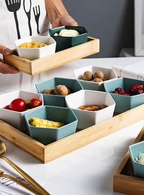 Nordic Creative hexagon ceramics Plate Wooden pallets fruit