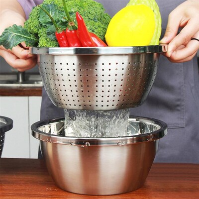 304 Stainless Steel Thicken Colander Strainer Basin Cooker
