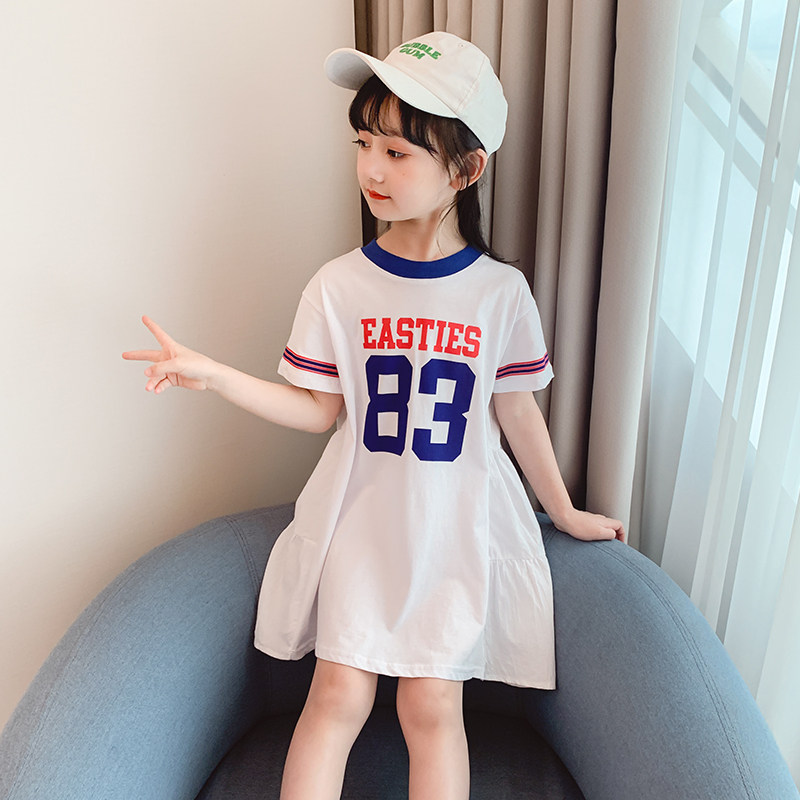 女童连衣裙夏装2022新款网红韩版中大童小女孩洋气儿童纯色A字裙