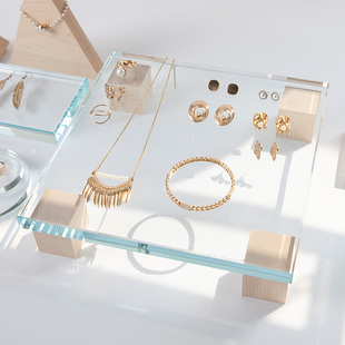 首饰托盘实木拍摄首饰展示架服装店耳环耳饰陈列道具地摊架子摆货