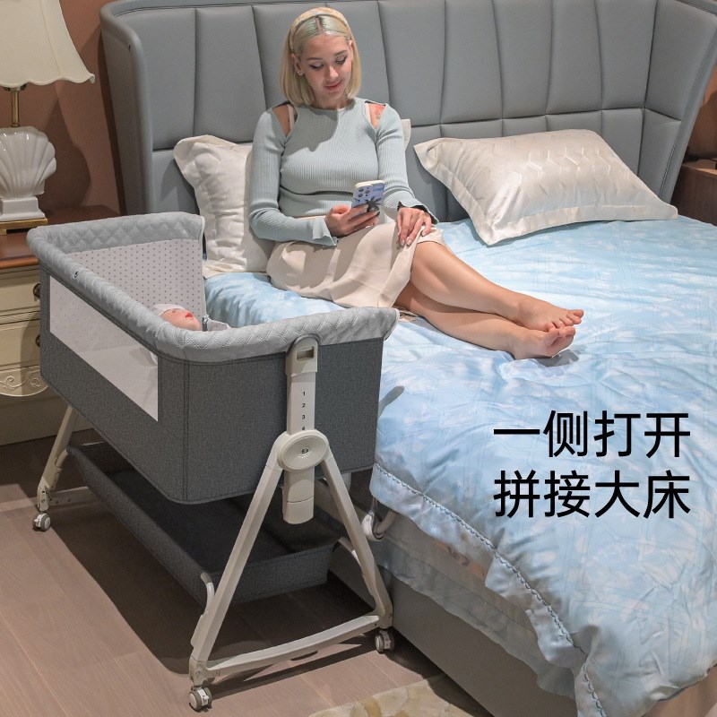 投影音乐便携式新生儿摇篮床多功能可折叠婴儿床宝宝床儿童拼接床