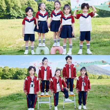 小学生校服春秋套装冬季运动会红色班服冲锋衣三件套幼儿园园服