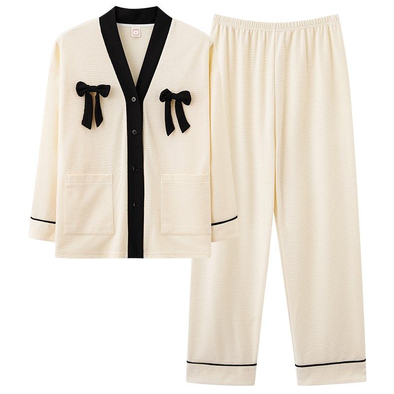 情侣睡衣春秋季开衫长袖可爱韩版大码家居服一男一女两件套装,女士内衣/男士内衣/家居服,睡衣/家居服套装,淘宝优惠券,粉丝福利购,淘宝优惠卷