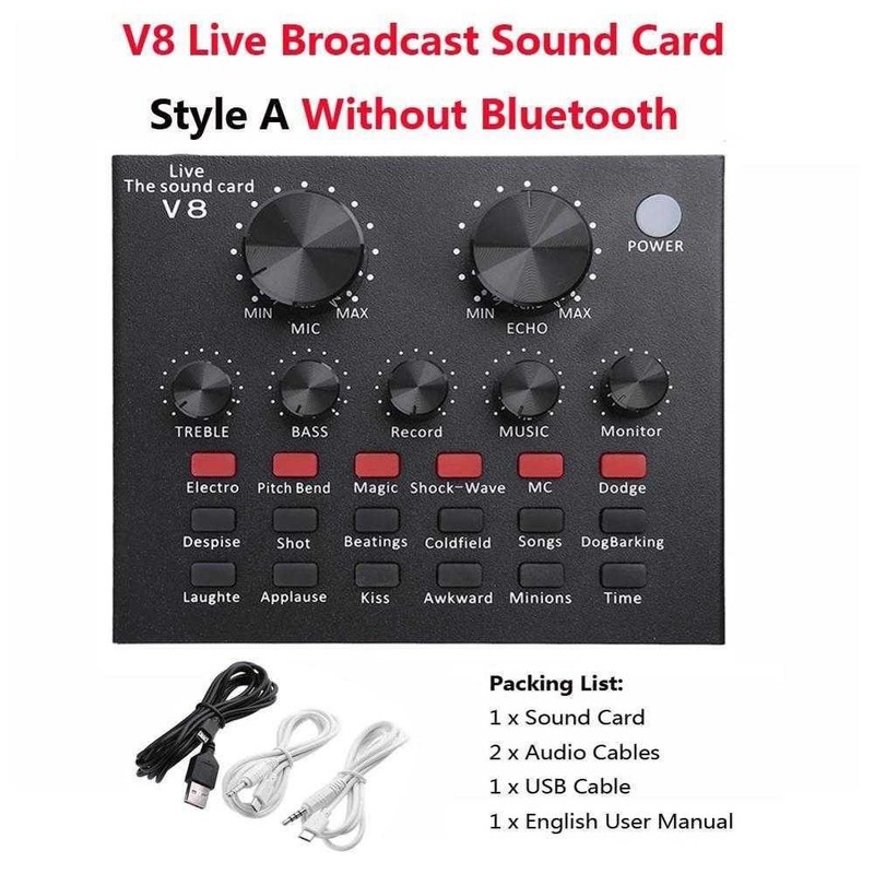 推荐V8 Sound Card Audio SB 5.0 Headset Microphone Webcast Li