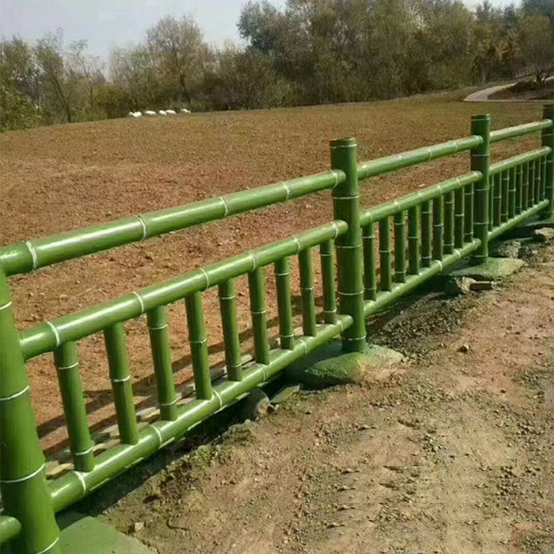 水泥仿竹护栏河道桥梁景区围x栏景观农村池塘河边混凝土仿木栏杆