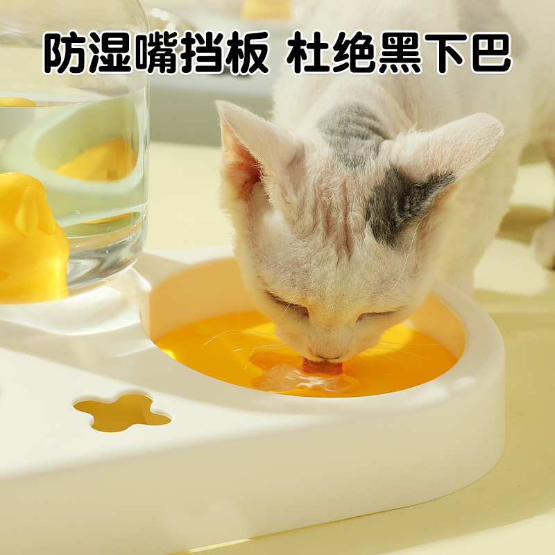 极速猫碗双碗自动饮水猫盆食盆狗碗狗盆饭盆粮盆宠物喝水陶瓷猫咪