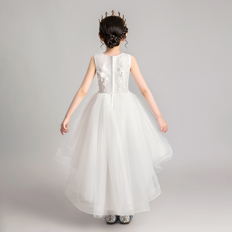 公主裙女童蓬蓬纱生日白色走秀小花童婚纱礼服儿童钢琴Z演出服表