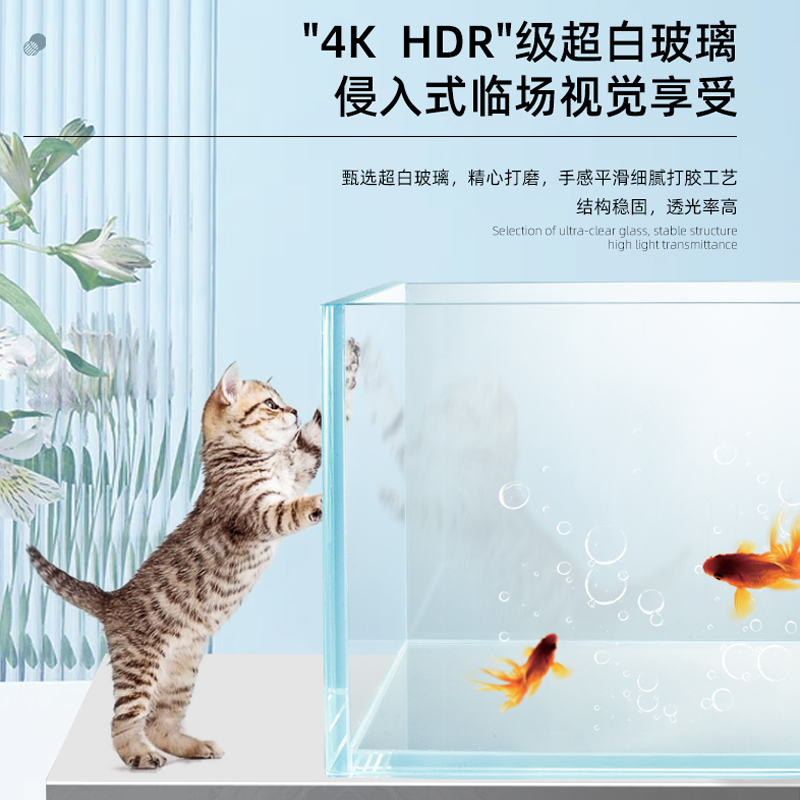 金晶超白鱼缸玻璃定制定做客厅小型水缸生乌龟草直角裸缸缸态鱼缸