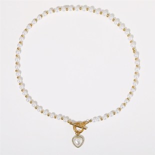 Pearl Pendant OT扣 推荐 Heart Chain珍珠爱心项链女式 锁 Collar