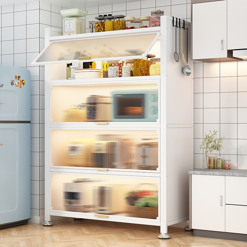 厨房置物架落地多层带门橱柜多功能微波炉收纳柜餐边锅碗储物柜子,厨房/烹饪用具,微波炉置物架,淘宝优惠券,粉丝福利购,淘宝优惠卷