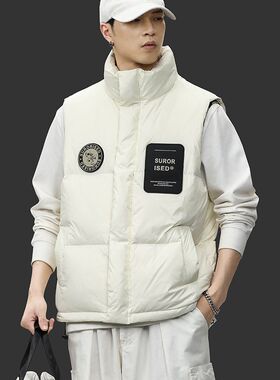 2024新款白色羽绒马甲男款秋冬季情侣无袖坎肩背心保暖羽绒服外套