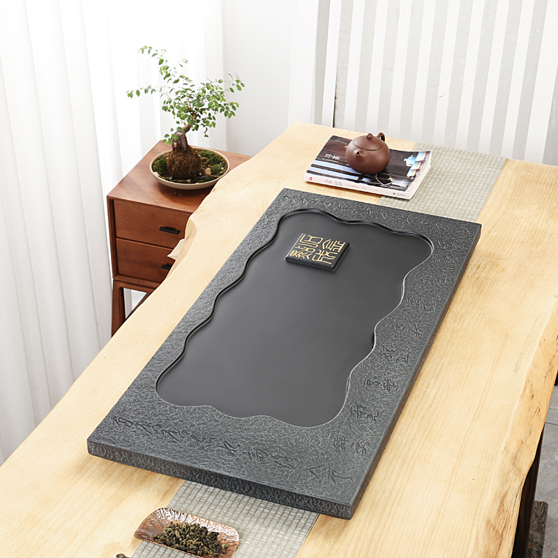 石头茶盘整块黑金石办公室2022新款套装全自动一体烧水壶简约茶台