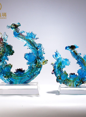 琉璃鱼装饰品金玉满堂大摆件玄关客厅家居水晶工艺品搬家轻奢高档
