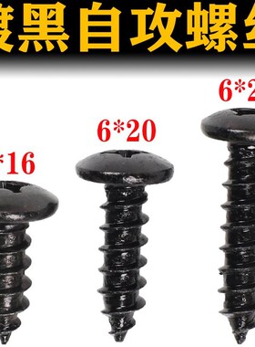 黑色大扁头自攻螺丝钉圆头十字大伞头木螺丝蘑菇头螺钉4*16/5*20