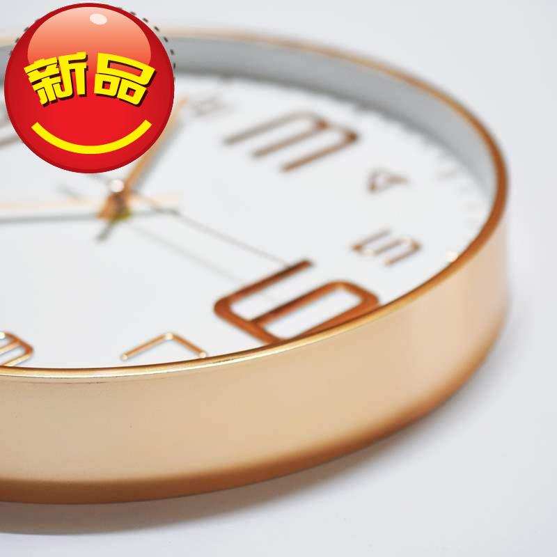 。大气创意静音客厅卧室家用时钟圆形挂表现ga代简约挂钟表装饰石