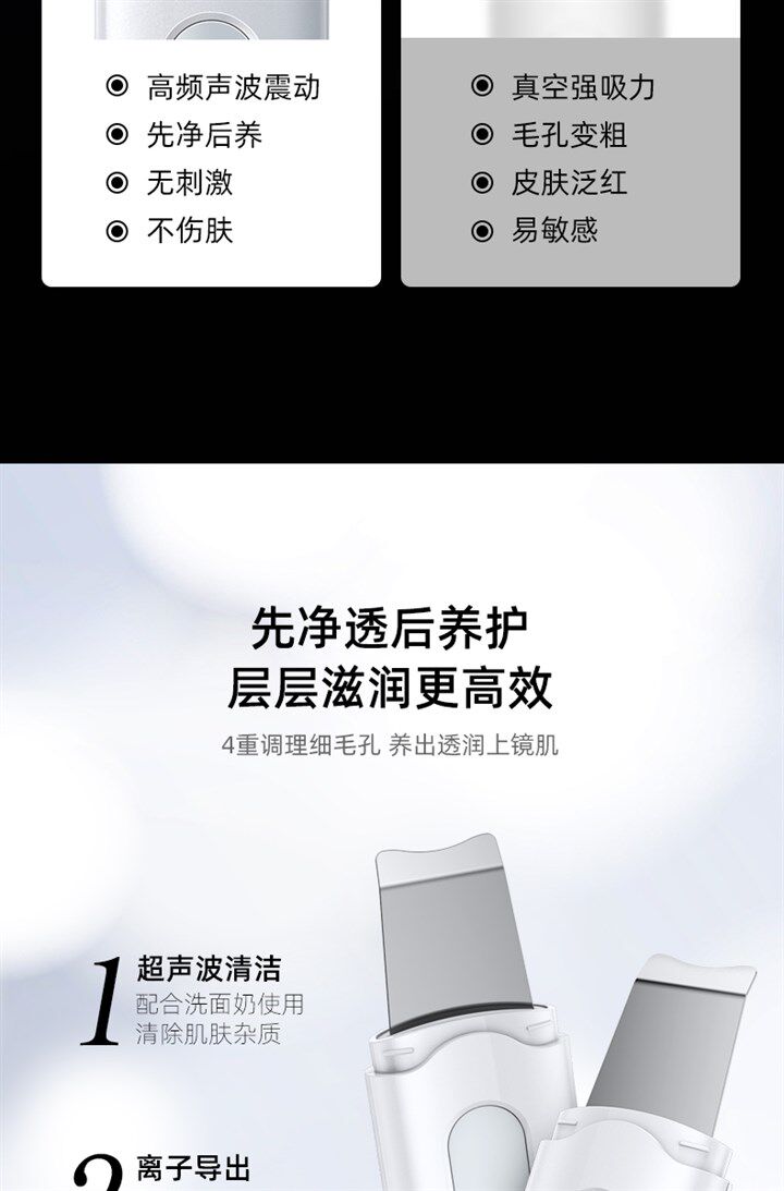超声波铲皮机吸黑头神器去毛孔清洁吸出器脸部导入美容仪家用导出