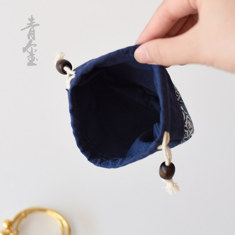 棉麻创意首饰珠宝收纳袋子文玩手串布袋J零钱包耳机束口抽绳包装