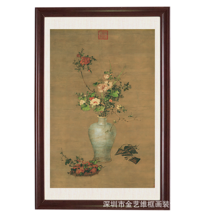 艺术微喷仿古画芯酒店配画郎世宁-J午瑞图丝绢定制装裱挂画