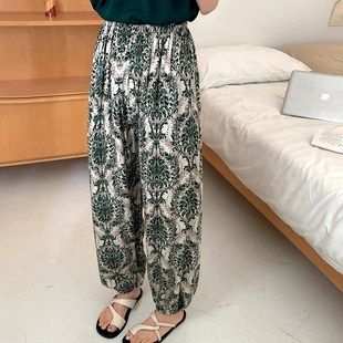 可外穿凉感睡裤 薄款 防蚊裤 民族风宽松家居裤 睡裤 夏天束脚裤 女夏季