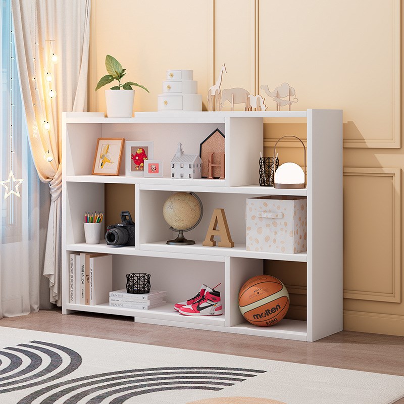 【小额d】简易书架可伸缩置物架小型收纳柜子格子柜落地书柜