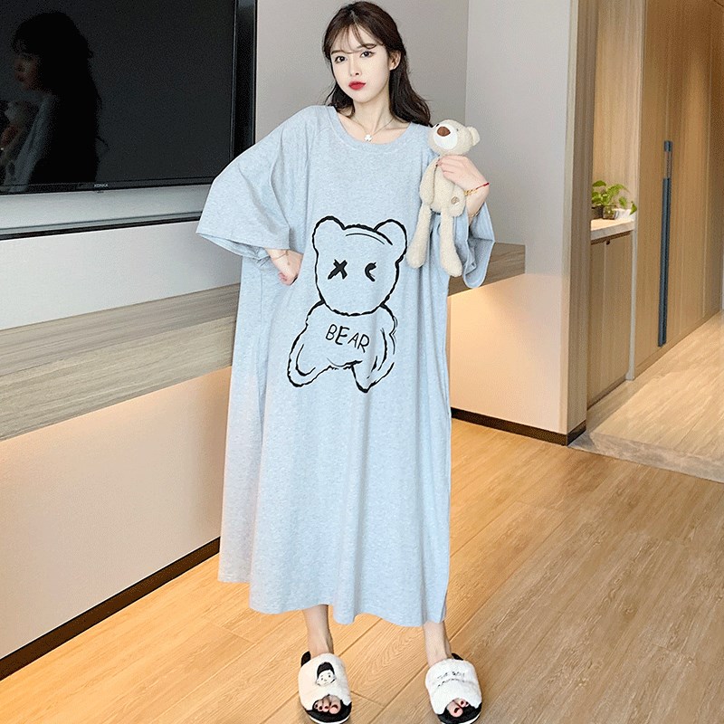 大码睡衣女夏220斤卡通孕妇睡裙超大码300斤休闲可出门家居服