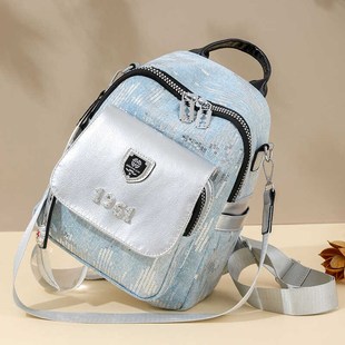 亮片双肩包女2025新款超火洋气小背包时尚休闲小众个性铆钉单肩包