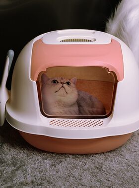 波奇网猫砂盆全封闭猫厕所大号封闭式全封Q除臭防外溅猫咪用品
