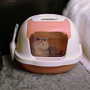 波奇网猫砂盆全封闭猫厕所大号封闭式全封Q除臭防外溅猫咪用品