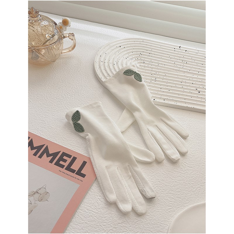 女士骑车防晒手套女防紫外线户外短司机骑电动车棉布触屏夏天薄款