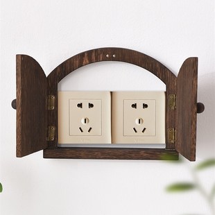 开关贴墙贴保护套家用插座面板装饰框遮挡遮丑空调口免打孔双开门