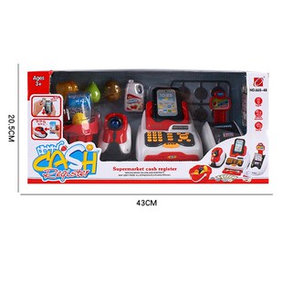 跨境玩具过家家 仿真收银机 超C市购物刷卡机二维码扫描仪儿童