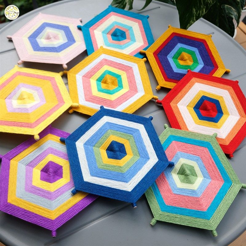 六角丨绕线曼达拉成品 幼儿园美工区角环创装饰 手工毛线编织作业,服饰配件/皮带/帽子/围巾,DIY编织材料包,淘宝优惠券,粉丝福利购,淘宝优惠卷