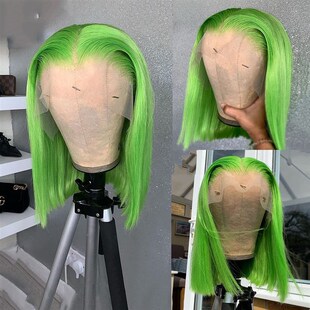 Front 180% Bob 推荐 Lace 13x4 Colored Green Lime Wig Density