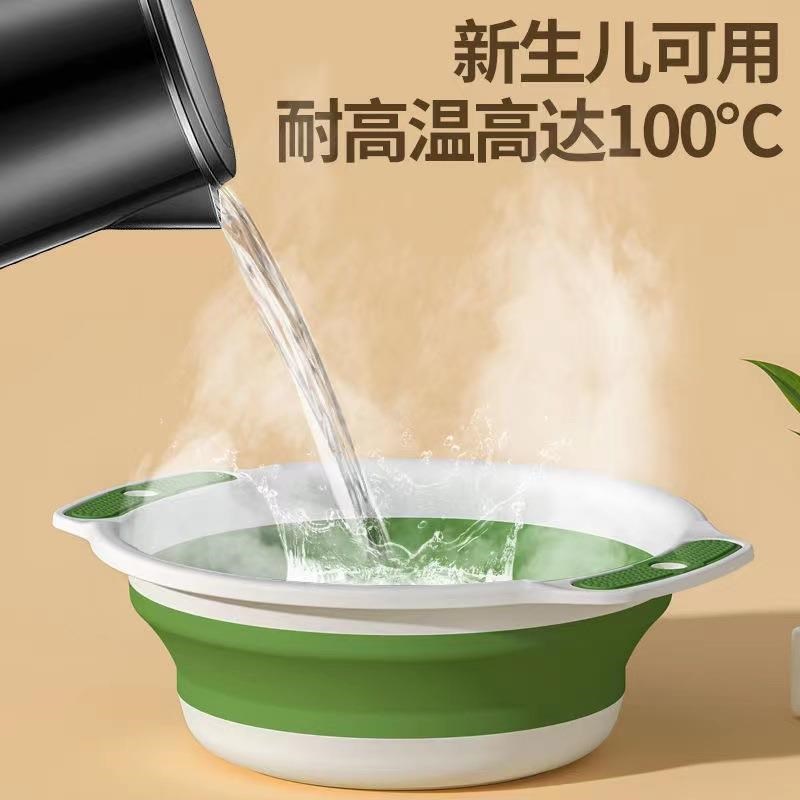 日式硅胶折叠脸盆便携式旅行加厚婴儿大人洗脚盆学生宿舍用洗衣盆