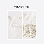 婴儿夏季 T恤洋气分体两件套1 新生女宝宝夏天包屁衣背带裤 薄款 套装