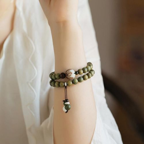 厂家复古绿檀手串女森系学生手链情侣佛珠手串檀香手串天然中国风